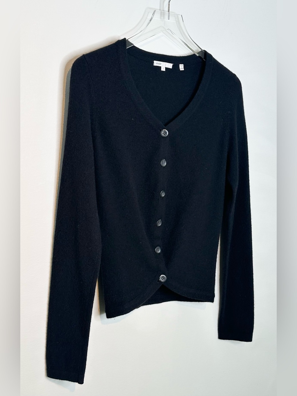 Vince Black Cashmere Button Front Women's Cardigan Sweater Top - Picture 3 of 10